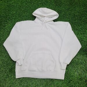 Vintage 80s JERZEES Blank Hoodie Women Large 21x24 White USA